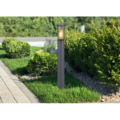 Vonkajšie svietidlo nerezová oceľ antracit, plast dymová farba, IP44, ø: 127mm, V: 800mm, bez žiarov 9