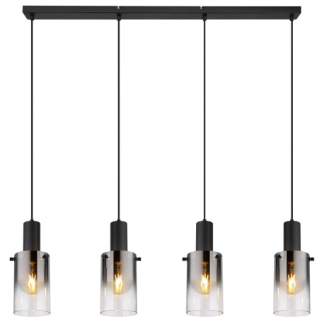 Závesné svietidlo, kov čierny, sklo dymové, priehľadné, kábel PVC čierny, možnosť skrátenia výšky, D 3