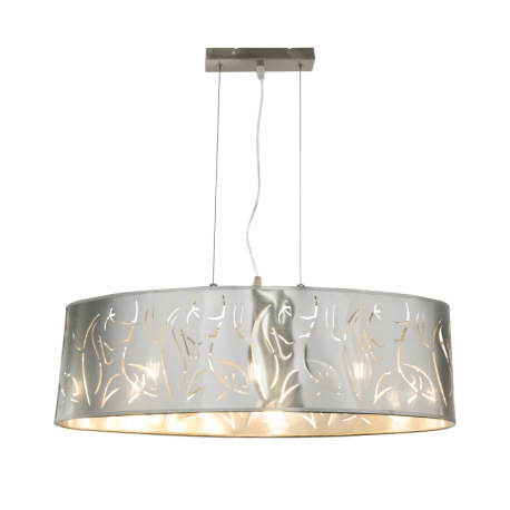 Závesné svietidlo, kov nikel matný, plast stieborný, tienidlo s dekoratívnym dierovaním, DxŠxV:650x2 10