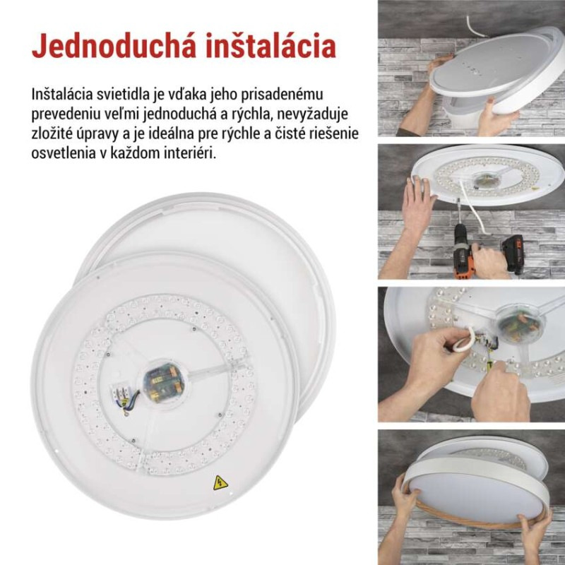 LED nástenné svietidlo ILVI, kruhové, 30 W, stmievateľné so zmenou CCT, biela + drevo 4