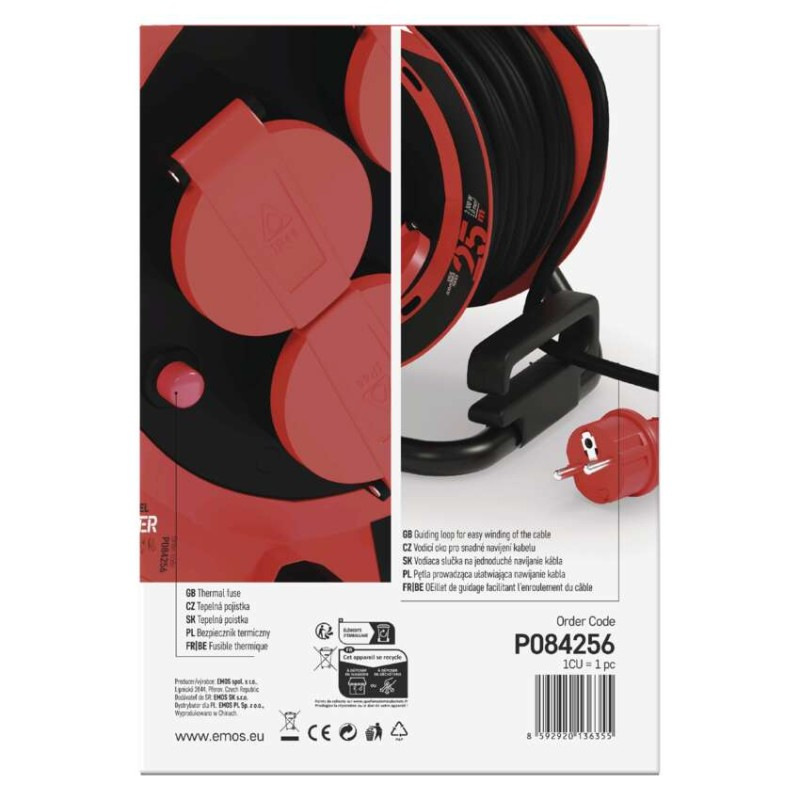 Vonkajší predlžovací kábel na bubne 25 m / 4 zásuvky / guma / 230 V / 1,0 mm2 / IP44 12