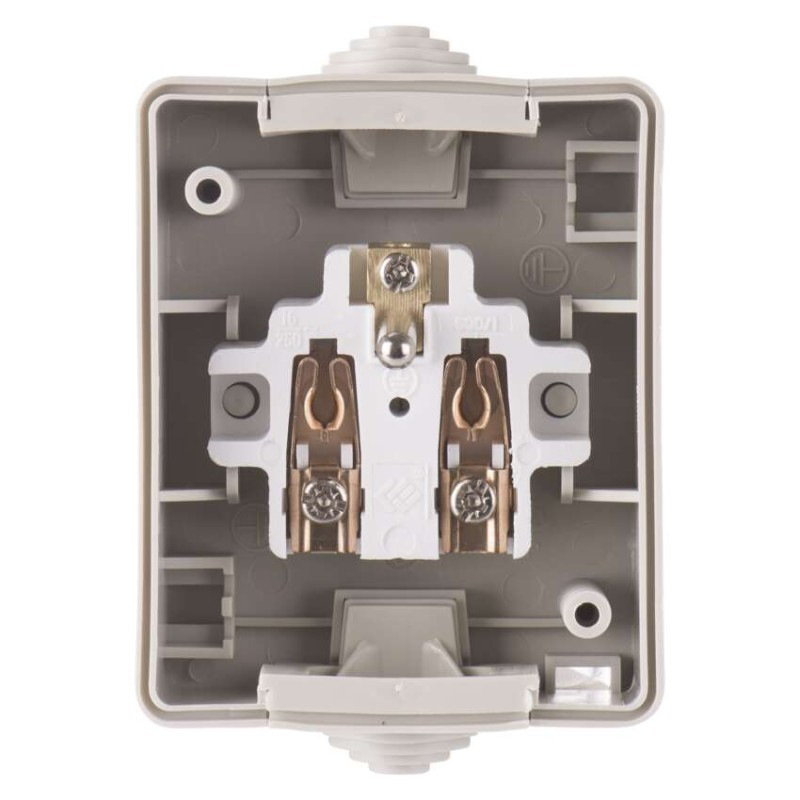 Zásuvka nástenná, šedo-čierna, IP54 6