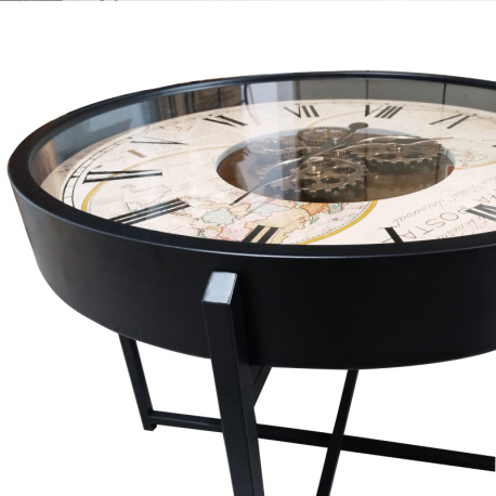 Konferenčný stolík, čierny kov, sklenená doska, ø: 715 mm, V: 570 mm 7
