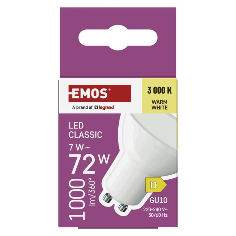 LED žiarovka Classic MR16 biela/ GU10 / 7 W (72 W) / 1000 lm / Teplá biela 7