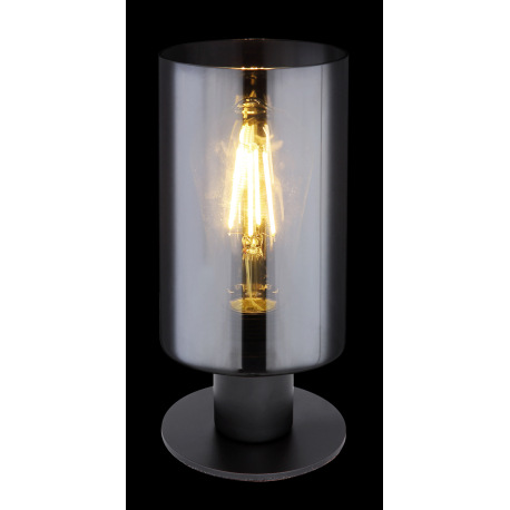 Stolová lampa, kov čierny matný, dymové sklo, vypínač, Ø 100, V: 215, bez žiarovky 1xE27, max. 60W 2 8
