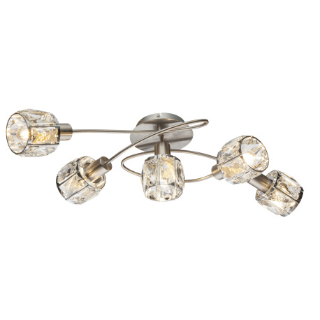 Stropné svietidlo, kov, nikel, chróm, sklenený kryštál priehľadný, DxŠxV:615x360x210, bez žiaroviek