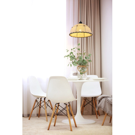 Závesné svietidlo, kov čierny matný, textil béžový, Ø 300, V: 1200, bez žiarovky 1xE27, max. 60W 230 6