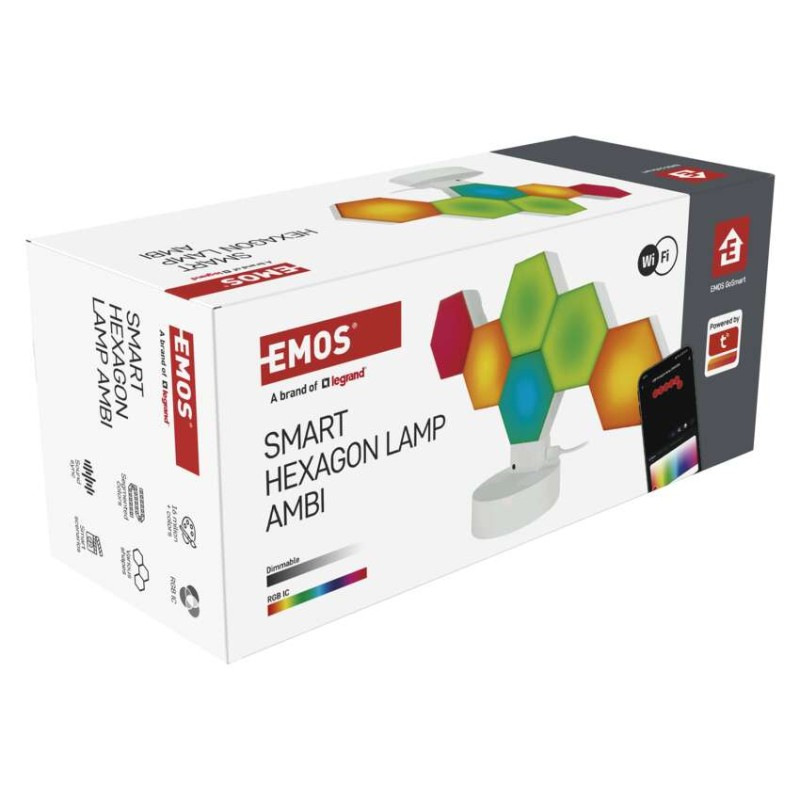 GoSmart LED stolná lampa Hexagon biela, 6 častí, RGBIC stmievateľná, WiFi 13