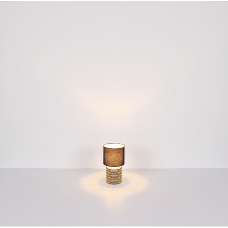 Stolná lampa keramická zlatej farby, textil čierny, kábel PVC čierny, kolískový vypínač na kábli, ø: 5