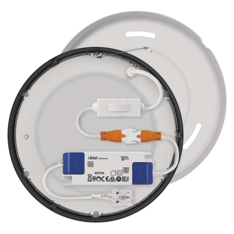 LED prisadené svietidlo, kruhové, čierne, 12,5W, CCT 13