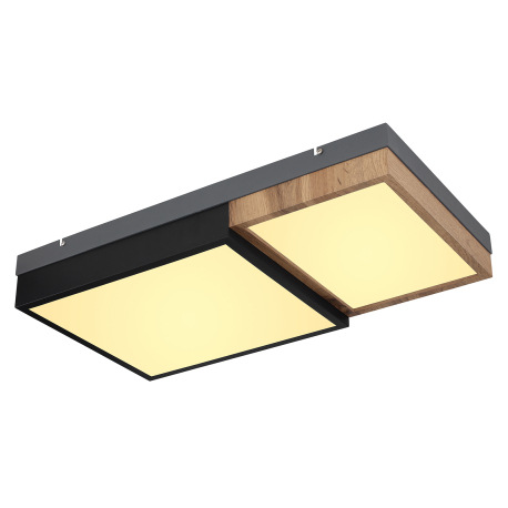 Stropné svetlo kov sivý/čierny matný, MDF imitácia dreva, plast opál, niekoľko úrovní cez nástenný s