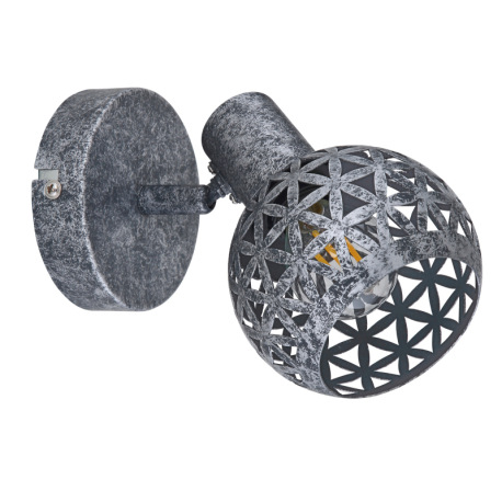 Nástenné svietidlo, kov sivý antik, tienidlo ručne maľované, tienidlo s dekoratívnym dierovaním, ŠxV 9