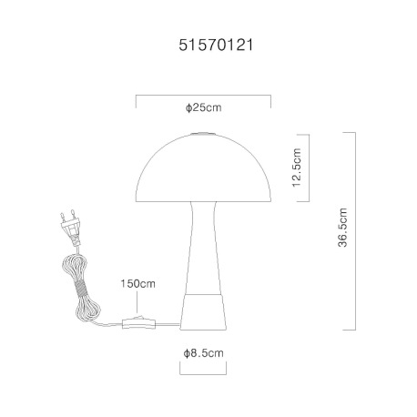 Stolná lampa, kov, farba šampanského matná, kov imitácia dreva, kábel PVC čierny, kolískový vypínač 16