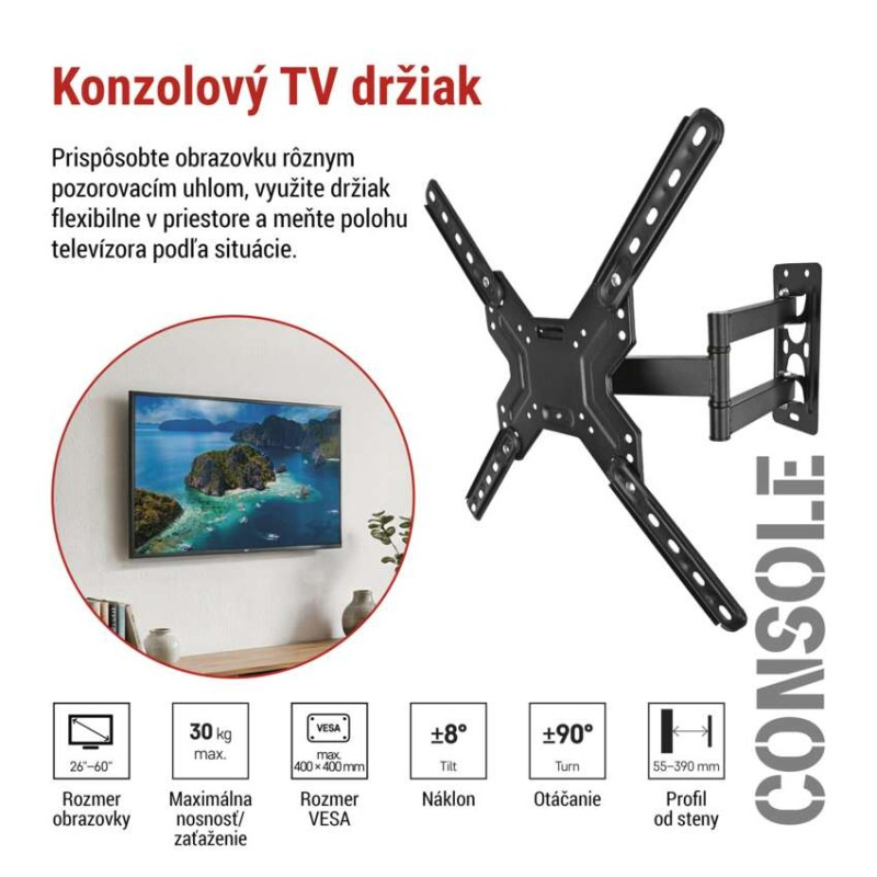 Konzolový nástenný TV držiak 26–60" (65–152 cm) 1