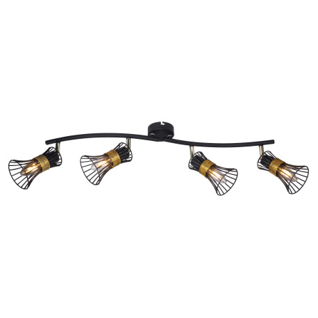 Stropné svietidlo, kov čierny a zlatý, kovové tyče čierne a zlaté, nastaviteľné, DxV:700x220, bez ži 13