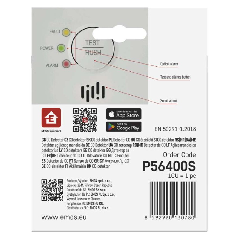 GoSmart detektor oxidu uhoľnatého v miestnosti TCS0101W s WiFi 14