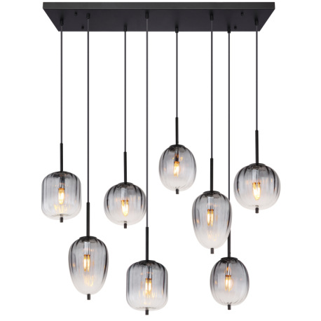 Závesné svietidlo, kov čierny matný, sklo dymová farba/číre, kábel PVC čierny, možnosť skrátenia výš 14