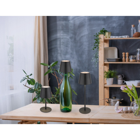 Stolová lampa, kov/plast čierny/biely, dotyk. zap/vyp/stmievanie, USB-A 2.0 - USB-C; aku CR18650 180 2