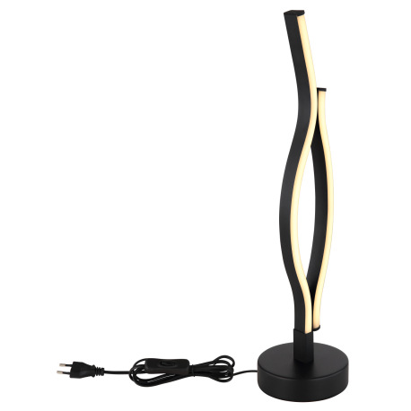 Stolná lampa kov čierny matný, plast biely, hliník čierny matný, kábel PVC čierny, vypínač na kábli, 4