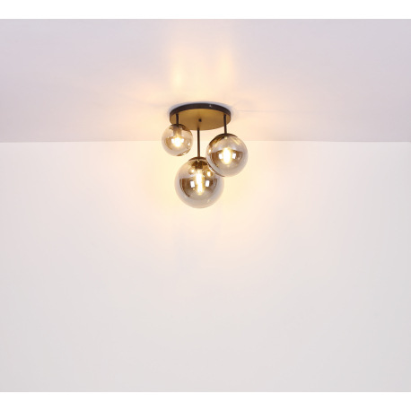 Závesné svietidlo, kov čierny, dymové sklo, čierny PVC kábel, ø: 300mm, V:1200mm, bez žiarovky 1x E2 12