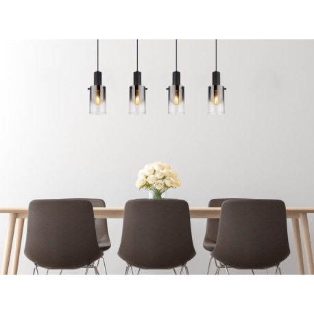 Závesné svietidlo, kov čierny, sklo dymové, priehľadné, kábel PVC čierny, možnosť skrátenia výšky, D 6