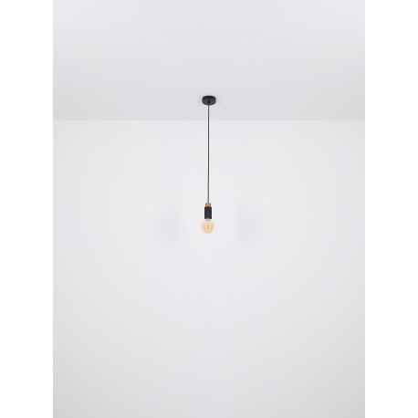 Závesné svietidlo kov čierny matný, drevo tmavohnedé, kábel PVC čierny, DxŠxV: 750x80x1200mm, bez ži 18