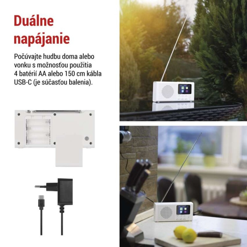 Prenosné rádio s Bluetooth P-600W, DAB / DAB+ / FM, biele 2