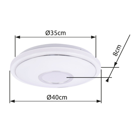 Stropné svietidlo, kov biely, akryl biely, chróm, trblietavý efekt, kompatibilné s Google Assistant 9