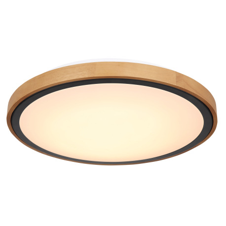 Stropné svietidlo, kov čierny, drevo hnedé, akryl biely, ø: 437mm, V:110mm, vrátane LED 24W 230V, 24 5