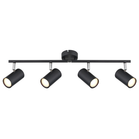 Stropné svietidlo, kov čierny matný, chróm, otočné/výklopné, DxŠxV: 600x80x145mm, bez žiaroviek 4xGU 3