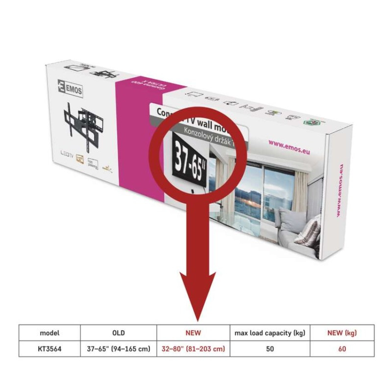 Konzolový držiak LED TV 32–80" (81–203 cm) 4