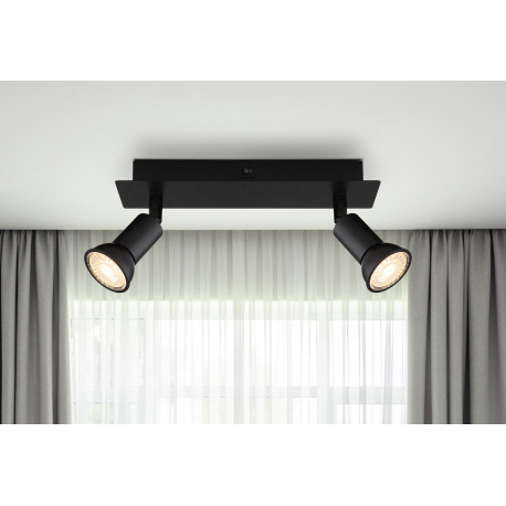 Nástenné svietidlo kov čierny matný, kolískový vypínač na výrobku, DxŠxV: 250x60x90mm, bez žiaroviek 9