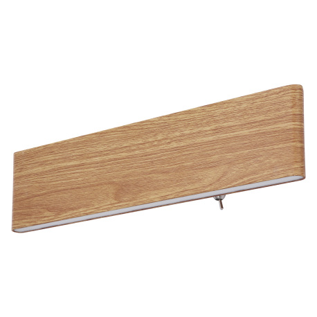 Nástenné svietidlo, kov vo farbe imitujúcej drevo, akryl biely, svieti hore a dole, vypínač, ŠxV: 29 12