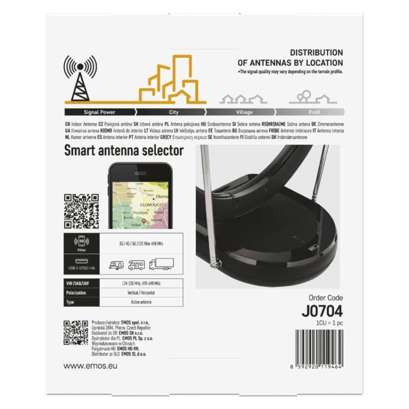 Anténa izbová CITY RING–C500, DVB-T2, DAB, filter LTE/4G/5G 9