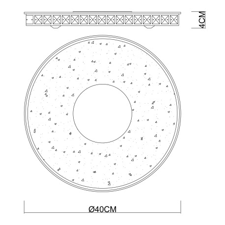 Stropné svietidlo, kov strieborný, sklo opál, plastové krištále priehľadné, Ø400, V:40, vrátane 1xLE 10