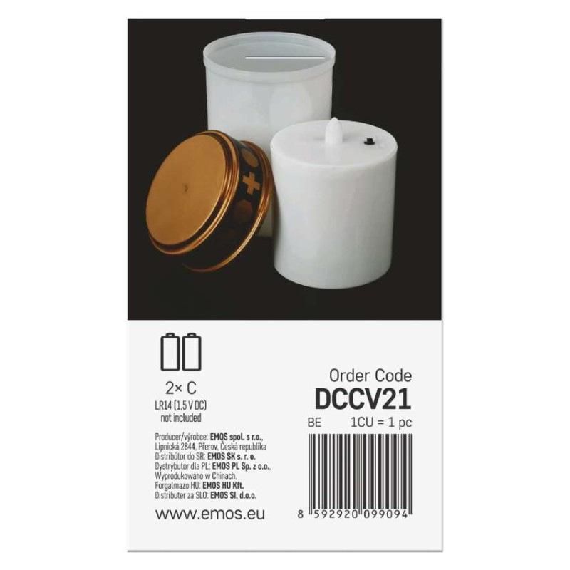 LED náhrobná sviečka, 12,5 cm, 2x C, vonkajšia aj vnútorná, vintage, časovač 8