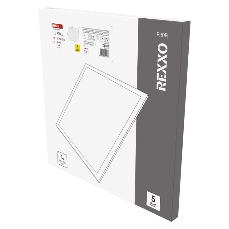 LED panel REXXO backlit 60×60, štvorcový vstavaný biely, 30W neutr.b.