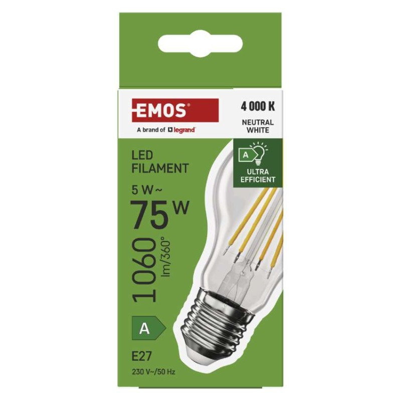 LED žiarovka Filament A60 A CLASS/ E27 / 5 W (75 W) / 1 060 lm / neutrálna biela 8
