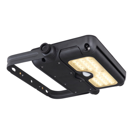 Solárne svietidlo, plast čierny a saténový, reflektor, otočné, IP65, spínač, senzor: 120 °, V: 3m, d 6