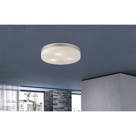 Stropné svietidlo, kov nikel matný, sklo biele, Ø 300, V: 65, bez žiaroviek 3xE27, max. ILLU 40W 230 1