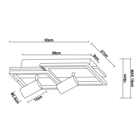 Stropné svietidlo kov čierny, MDF, imitácia tmavého dreva, plast biely, prepínanie funkcií nástenným 11