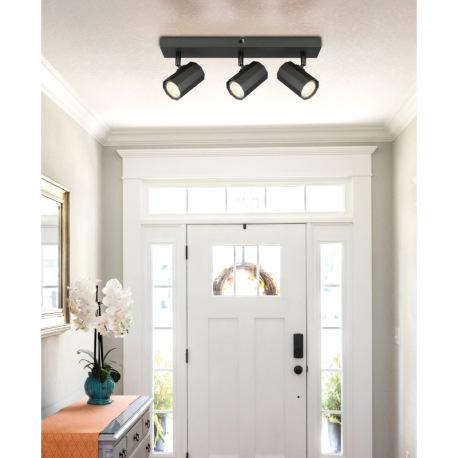 Stropné svietidlo, kov sivý matný, hliník sivý matný, DxŠxV: 390x60x145mm, bez žiaroviek 3x GU10, ma 1