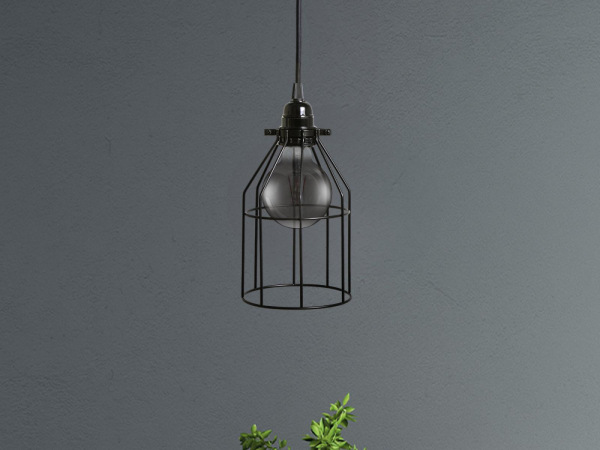 Závesné čierne kovové svietidlo 1 x E27 - ME0011