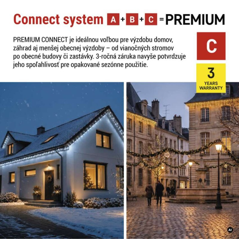 Premium LED spojovacia reťaz čierna, 5 m, vonkajšia aj vnútorná, studená biela 2