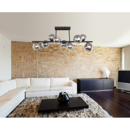 Stropné svietidlo, kov čierny, sklo, sklo Ø 4x12cm, 5x10cm, vrátane 10676, DxŠxV: 866x300x358, vráta 9