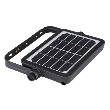 Solárne svietidlo, plast čierny a saténový, reflektor, otočné, IP65, spínač, senzor: 120 °, V: 3m, d 14