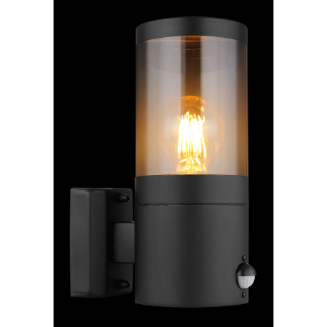 Vonkajšie svietidlo nerezová oceľ čierna matná, plast dymovej farby, smer svetla: nahor, vrátane sen 9