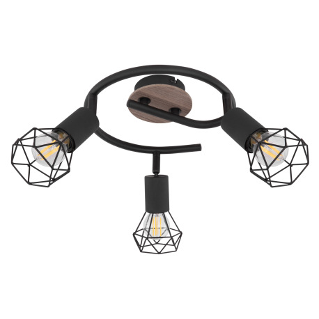 Stropné svietidlo, kov čierny, drevo, kov čierny, Ø230, V:215 bez žiaroviek 3xE14, max. 40W 230V 13