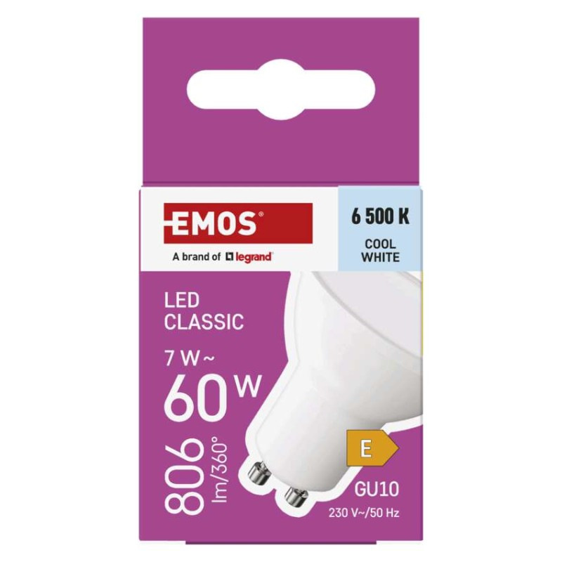 LED žiarovka Classic MR16 / GU10 / 7 W (60 W) / 806 lm / Studená biela 9