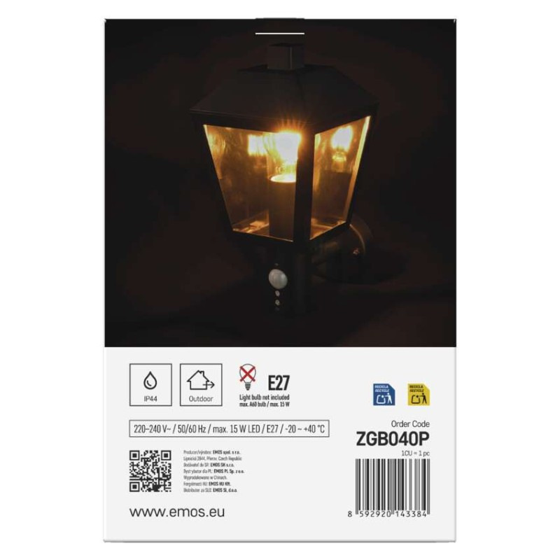 Záhradné nástenné svietidlo ADENIA, senzor súmraku, 19,8 x 15 x 29,8 cm, 1 x E27, 15 W 13